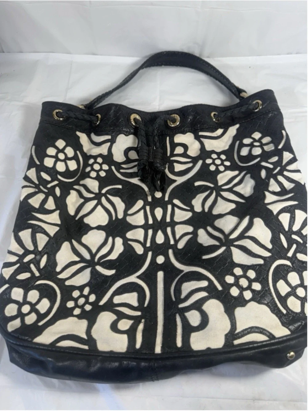 Antonio Melani Hobo Boho Bag canvas and leather shoulder bag Bohemian